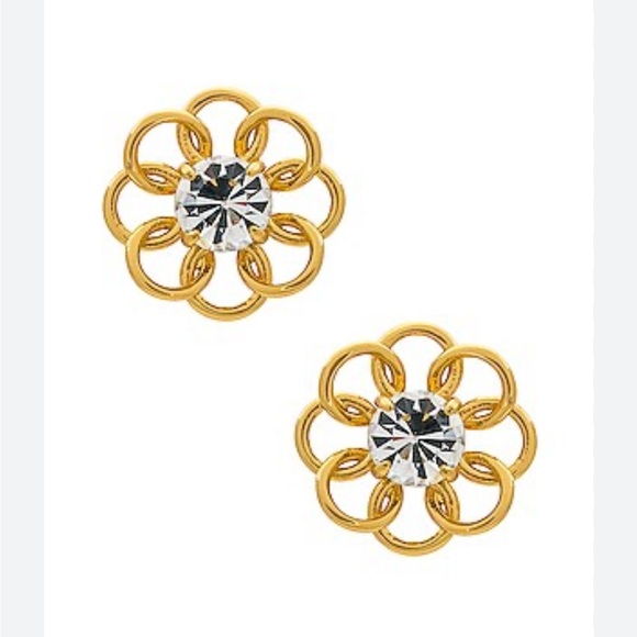 Revolve x Lele Sadoughi Marigold Floral Stud Earrings color gold new w/ dust bag - Picture 5 of 5